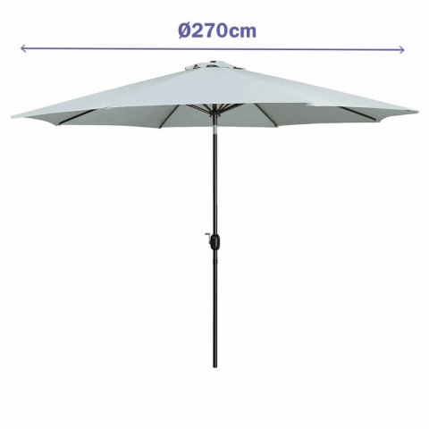 Marbueno Parasol Acero 8 Varillas D270 cm Poliester Blanco Jardín, Piscina 10484