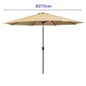 Marbueno Parasol Acero 8 Varillas D270 cm Poliester Brązowy Ogród, Basen, Taras