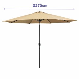 Marbueno Parasol Acero 8 Varillas D270 cm Poliester Brązowy Ogród, Basen, Taras