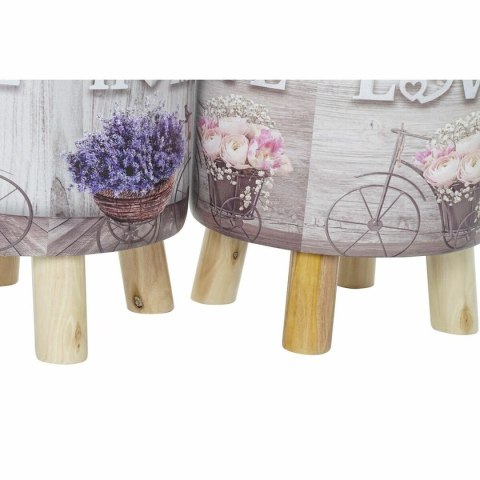 Ergonomiczny DKD Home Decor Szary Rower Różowy Liliowy PU Sosna (30 x 30 x 30 cm) (2 Sztuk) (30 x 30 x 32 cm)