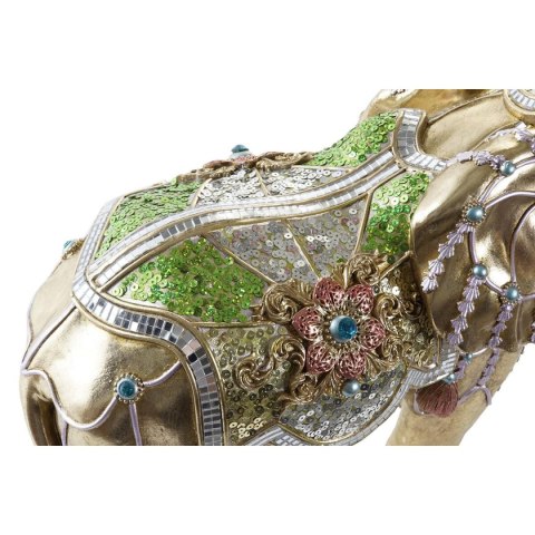 Figurka Dekoracyjna DKD Home Decor Słoń Złoty Żywica Wielokolorowy (45,5 x 20 x 35 cm) (2 Sztuk)