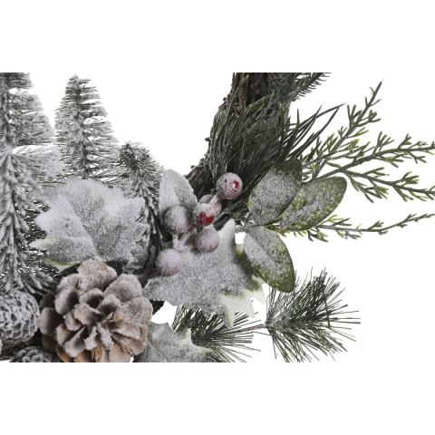 Bożonarodzeniowa korona DKD Home Decor Naturalny wiklinowy Ananas Śnieżny 46 x 7 x 46 cm (2 Sztuk)