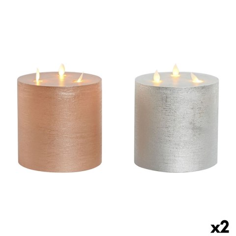 Świeca LED DKD Home Decor Złoty Srebrzysty 15 x 15 x 15 cm (AA) (2 Sztuk)
