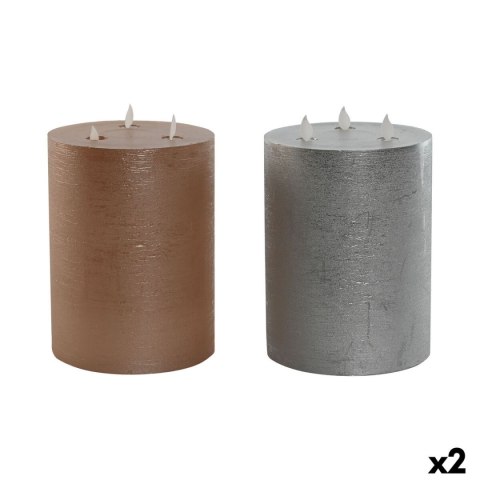 Świeca LED DKD Home Decor Złoty Srebrzysty 15 x 15 x 20 cm (AA) (2 Sztuk)