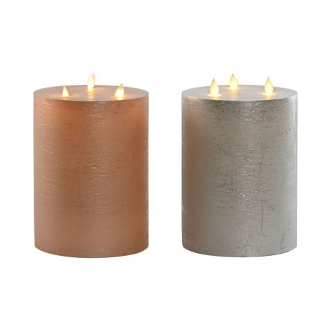 Świeca LED DKD Home Decor Złoty Srebrzysty 15 x 15 x 20 cm (AA) (2 Sztuk)