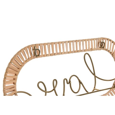 Wieszak ścienny Home ESPRIT Złoty Naturalny Metal Rattan 40 x 6,4 x 28,6 cm (2 Sztuk)