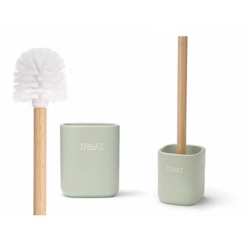 Szczotka toaletowa Berilo Biały Kolor Zielony Drewno Polyresin 9,6 x 37 x 9,5 cm (6 Sztuk)