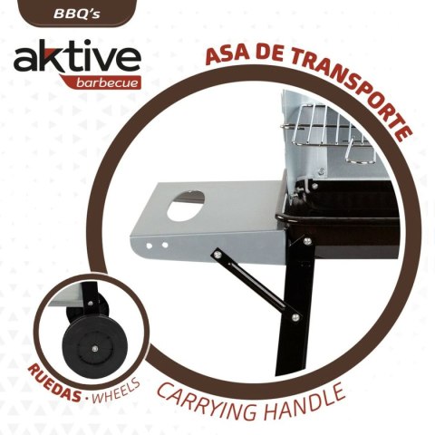 Grill Węglowy na Kólkach Aktive Metal emaliowany 90 x 85 x 32 cm Czarny