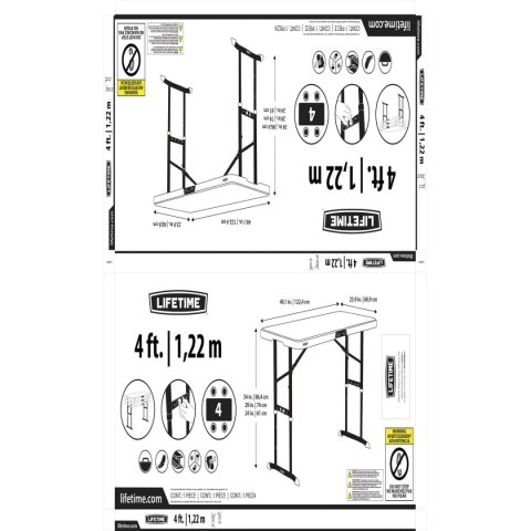 Składany stolik Lifetime Krem 122 x 86 x 61 cm Stal Plastikowy