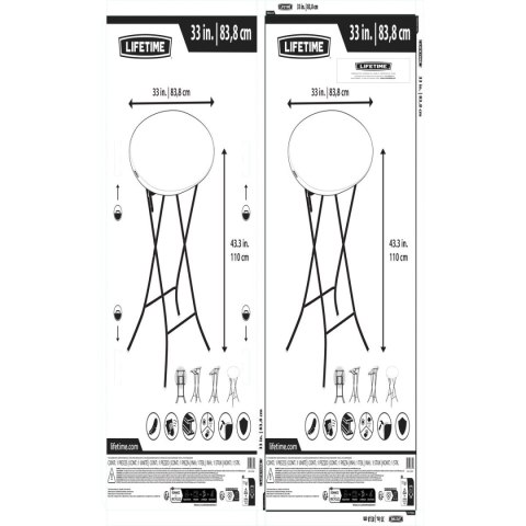 Stolik Lifetime Krem 84 x 110 x 84 cm Stal Plastikowy