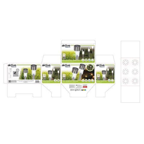Zestaw solarnych palików ogrodowych Aktive 6 Części Plastikowy 5,5 x 36 x 5,5 cm (6 Sztuk)