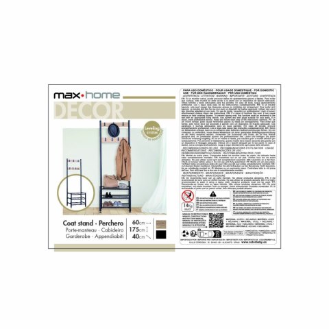 Wieszak na płaszcze z półką Max Home Stal Melamina Płyta Minimalistyczny 60 x 175 x 40 cm