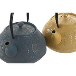 Dzbanek na herbatę Home ESPRIT Żółty Turkusowy Stal nierdzewna Żelazo 1,2 L (2 Sztuk)