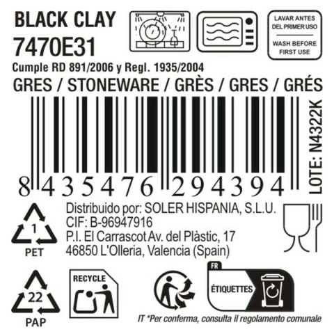 Šálka La Mediterránea Black clay (36 Sztuk)