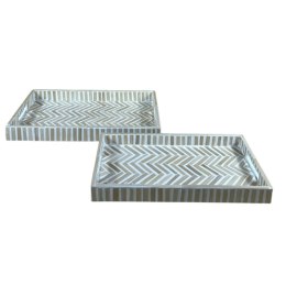 Tacka do przekąsek Home ESPRIT Biały Brązowy Tropikalny 46 x 27 x 4,5 cm (2 Sztuk)