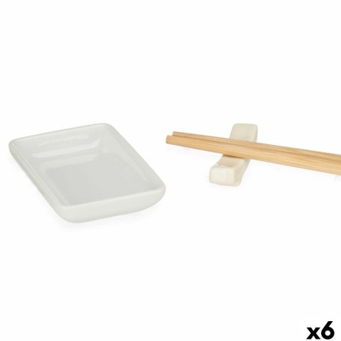 Zestaw do Sushi Kinvara Biały Bambus Porcelana 27,5 x 2,5 x 20,5 cm 19,5 x 2,5 x 26,5 cm (12 Części) (6 Sztuk)