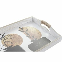 Zestaw tacek DKD Home Decor Biały Czarny Złoty Drewno MDF 40 x 30 x 6 cm (2 Sztuk)