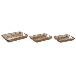 Zestaw tacek Home ESPRIT Naturalny Metal 44 x 32 x 6 cm (3 Sztuk)
