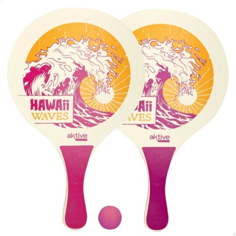 Plażowe łopatki z piłką Aktive Hawai Drewno 23,5 x 38 x 0,8 cm (12 Sztuk)