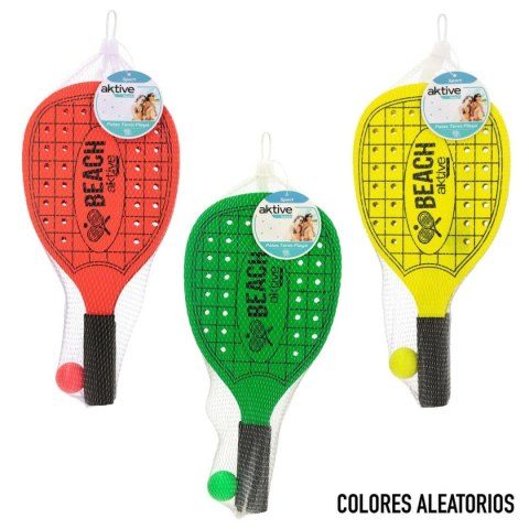 Plażowe łopatki z piłką Aktive Neon Drewno 20 x 40 cm (12 Sztuk)
