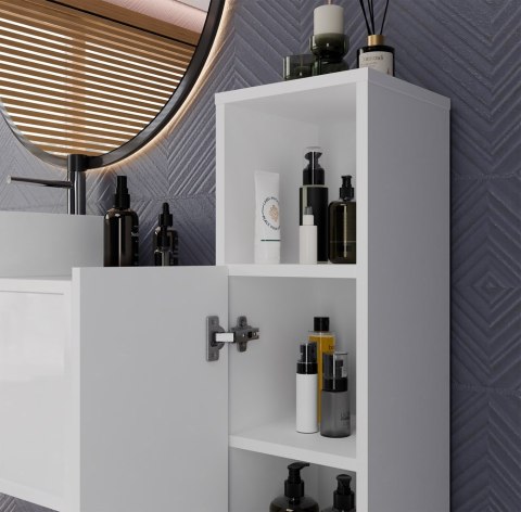 Słupek Łazienkowy ALVO 1D BIAŁY 4 Półki 1 Drzwi Szafka Do Łazienki