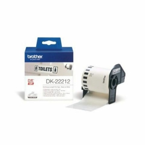 Taśma Termiczna Ciągła Brother DK22212 Czarny/Biały Biały