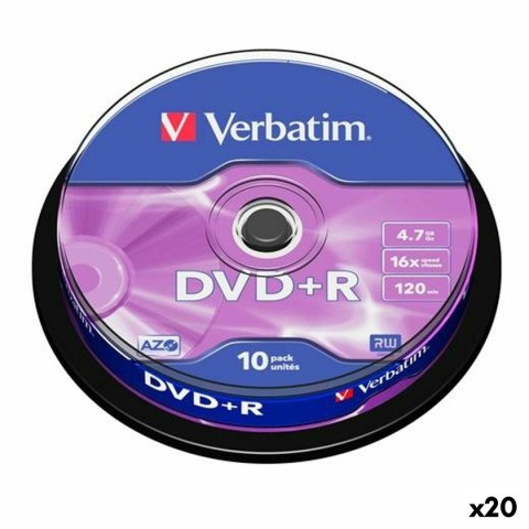 DVD+R Verbatim 4,7 GB 16x 10 Części (20 Sztuk)