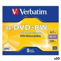 DVD+RW Verbatim 4,7 GB 4x 5 Części (20 Sztuk)