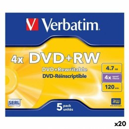 DVD+RW Verbatim 4,7 GB 4x 5 Części (20 Sztuk)
