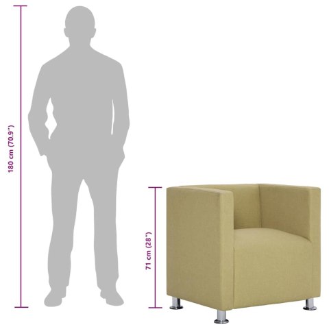 Fotel kubik, zielony, tkanina