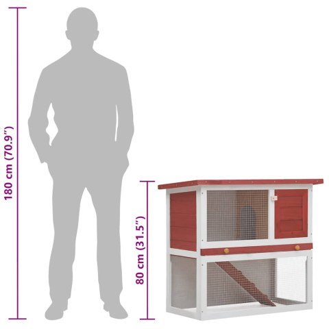Klatka dla królika, 1 drzwiczki, czerwona, drewniana