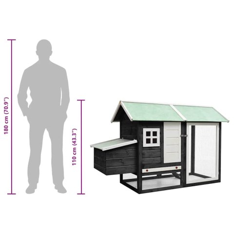 Klatka dla kurcząt, szara, 170x81x110 cm, drewno sosny i jodły