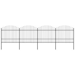 Ogrodzenie ogrodowe z włócznią, stalowe, 714,5 x 175 cm, czarne