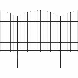 Ogrodzenie ogrodowe z włócznią, stalowe, 714,5 x 175 cm, czarne