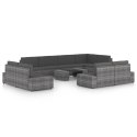 10-cz. ogrodowy zestaw wypoczynkowy, poduszki, szary rattan PE