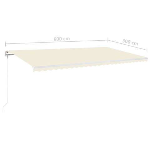 Automatycznie zwijana markiza, LED i czujnik wiatru, 600x300 cm