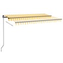 Ręcznie zwijana markiza z LED, 450 x 300 cm, żółto-biała