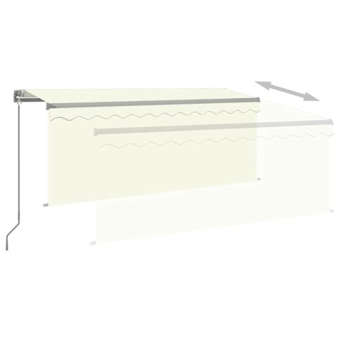 Ręcznie zwijana markiza z zasłoną i LED, 3x2,5 m, kremowa
