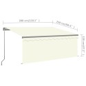Ręcznie zwijana markiza z zasłoną i LED, 3x2,5 m, kremowa