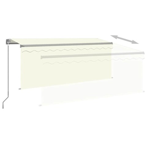 Ręcznie zwijana markiza z zasłoną i LED, 3,5x2,5 m, kremowa