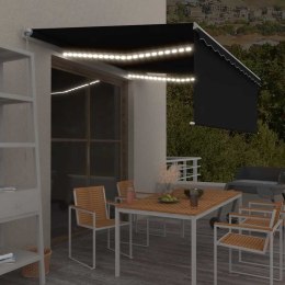 Ręcznie zwijana markiza z zasłoną i LED, 4,5x3 m, antracytowa