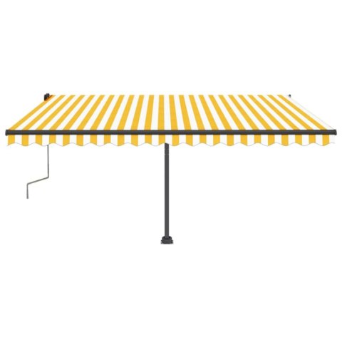 Ręcznie zwijana markiza z LED, 400 x 350 cm, żółto-biała