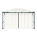 Altana z zasłonami i lampkami LED, 4x3 m, kremowa, aluminium