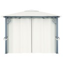 Altana z zasłonami i lampkami LED, 4x3 m, kremowa, aluminium