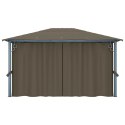 Altana z zasłonami i lampkami LED, 4x3 m, taupe, aluminium