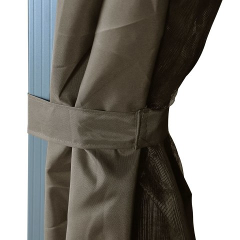 Altana z zasłonami i lampkami LED, 4x3 m, taupe, aluminium