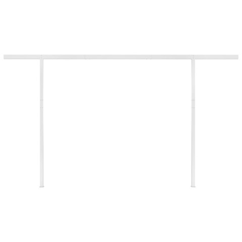 Automatycznie zwijana markiza z słupkami, 4x3,5 m, żółto-biała