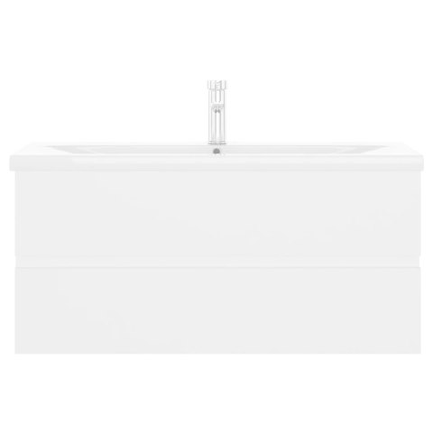 Szafka z wbudowaną umywalką, biała, płyta wiórowa