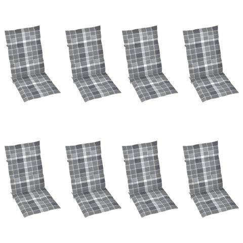 Rozkładane krzesła ogrodowe z poduszkami, 8 szt., drewno tekowe