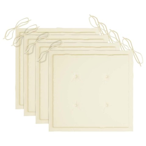 Składane krzesła ogrodowe z poduszkami, 4 szt., drewno tekowe